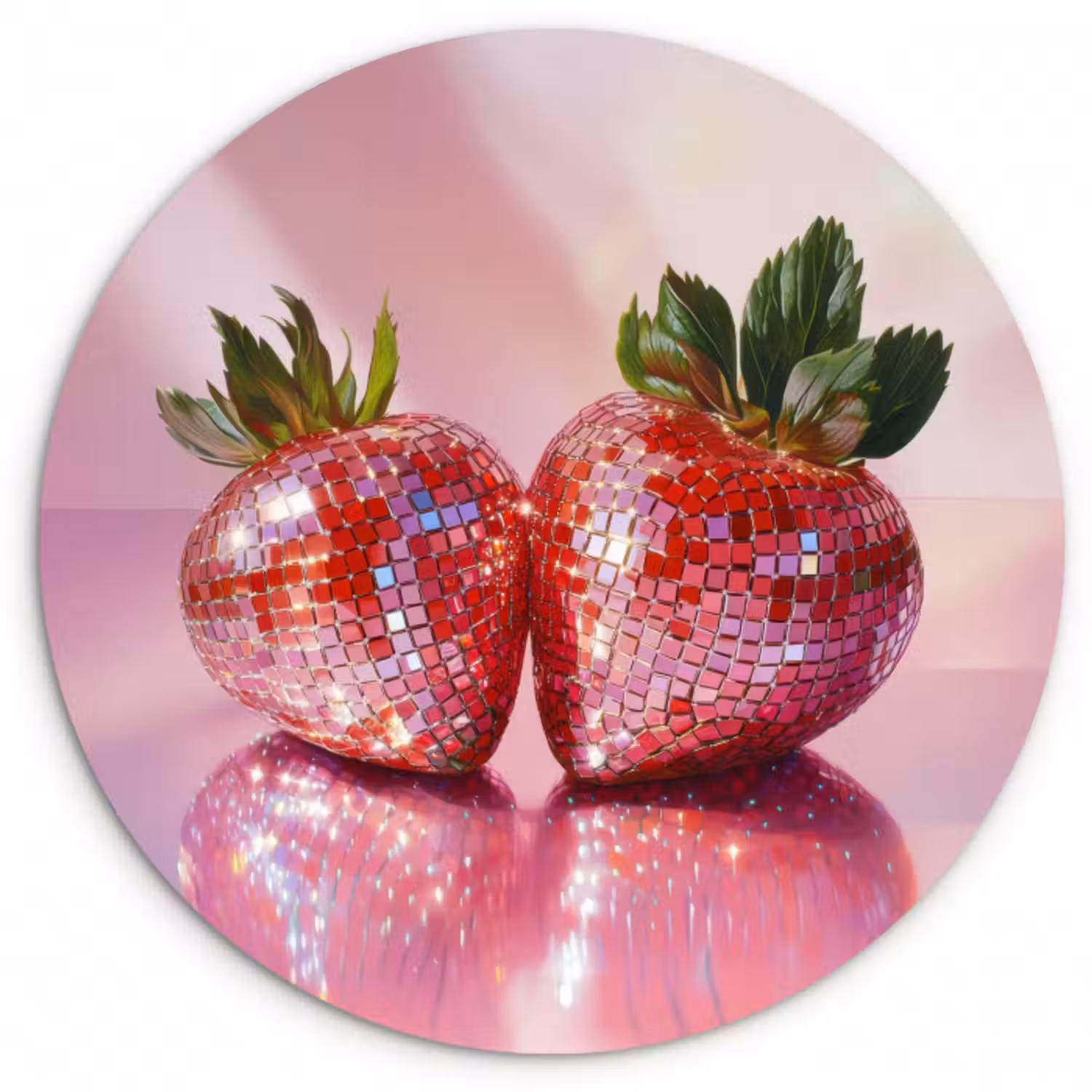 Forexbild Rund - Disco - Obst - Glitzer - Erdbeere