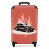 Grijze auto met roze vlammen NBS - Handbagage koffer - Unisex middel -productfoto_recht