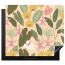 Patroon - Bloemen - Kleurrijk Inductie beschermer vinyl 3mm middel -3d