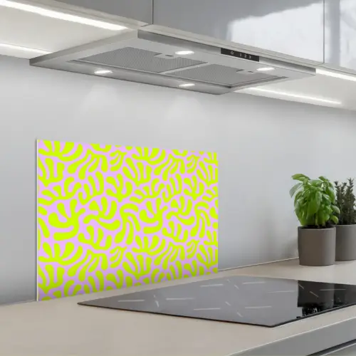 Organisch - Lila - Groen - Patroon keuken achterwand spatscherm klein 900 -3d_schuin