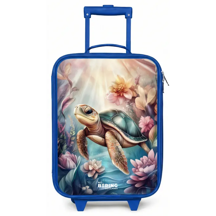 Zeeschildpad tussen bloemen onder water Kinderkoffer - Blauw klein -zz3dotto