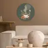 Kop - Bloemen - Groen - Koffie Akoestische PET Vilt - Rond klein -sfeer1