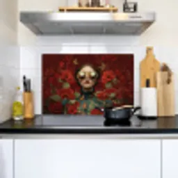 Bloemen - Dieprood - Zonnebril - Vrouw Inductie beschemer met haakjes klein -sfeer2