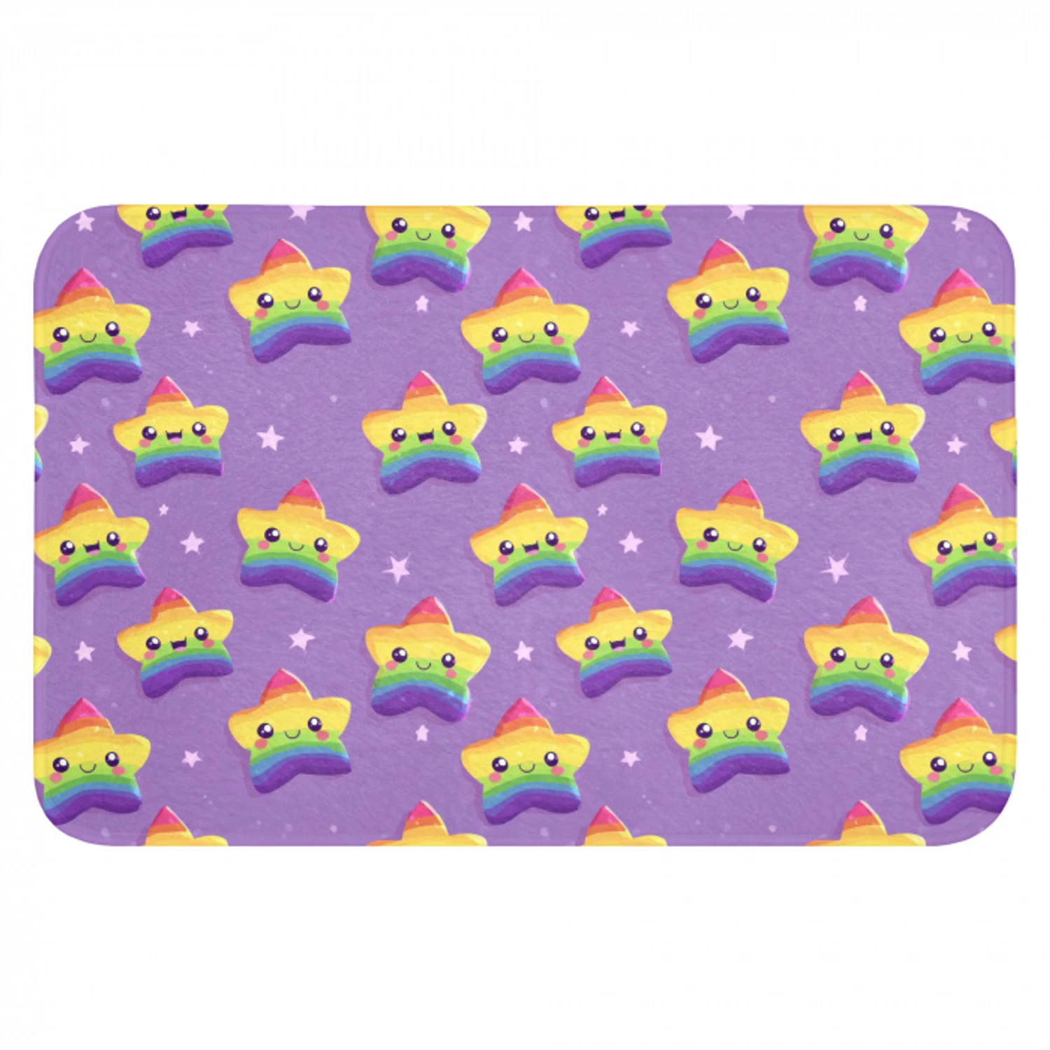 Sterren - Regenboog - Paars Badmat klein 997 -3d