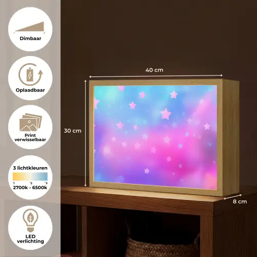 Sterren - Roze - Blauw Light Box met batterij (Wandlamp kind) middel -USP_websiteoverzichtNL