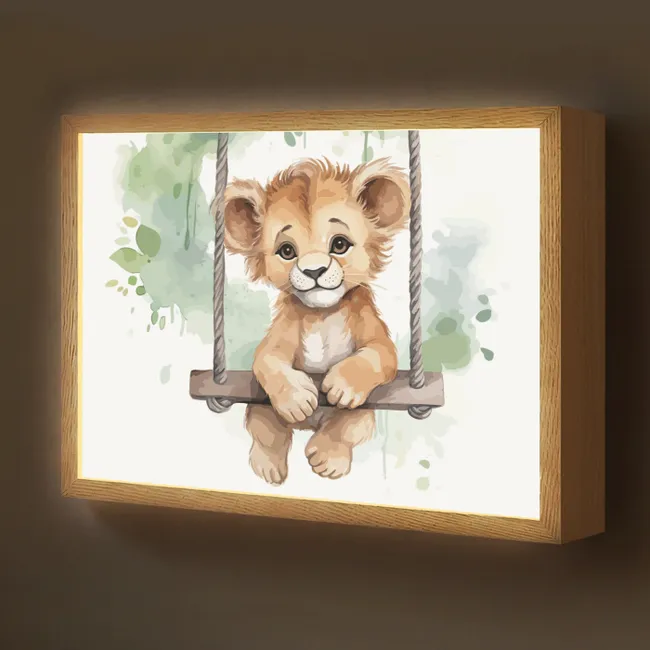 Lightbox - Wandlamp kinderkamer - Leeuw - Dier - Kinderen - Jungle