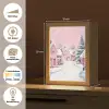 Kerstdorp - Roze - Winter - Sneeuw - Huizen Light Box met kabel (Tafellamp) klein -USP_websiteoverzichtDE