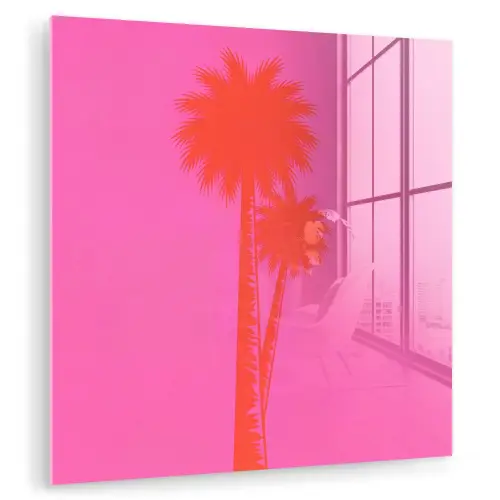 Palmbomen - Modern - Roze plexiglas 5mm klein -zzzproduct_nieuw