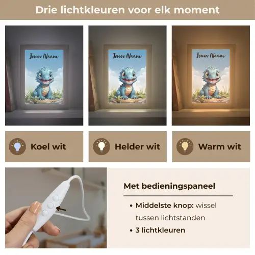 Draak - Blauw - Jongens - Kinderen Light Box met kabel (Kinderlampje) klein -USP_lichtkleurNL