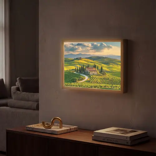 Toscane - Landschap - Wijngaarden Light Box met batterij (Wandlamp) middel -sfeer1