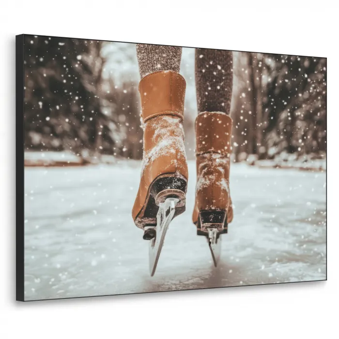 Schaatsen - IJs - Winter - Sneeuw Textielframe zwart klein -3d