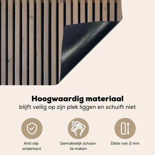 Vintage - Hout - Design - Structuur Inductie beschemer met haakjes klein -ky-onderkant-nl
