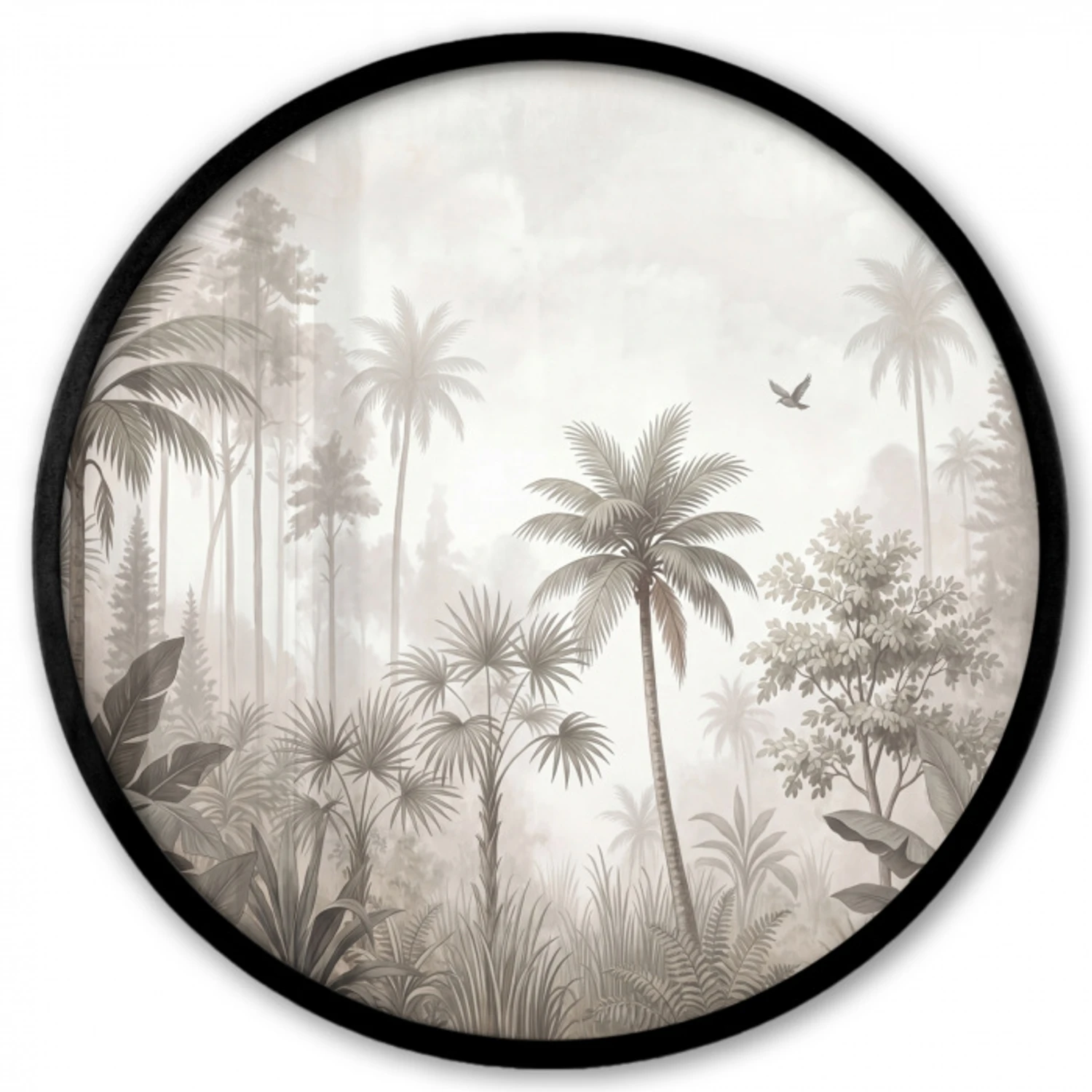 Jungle - Palmbomen - Natuur Fotolijst rond zonder passe partout klein -3d