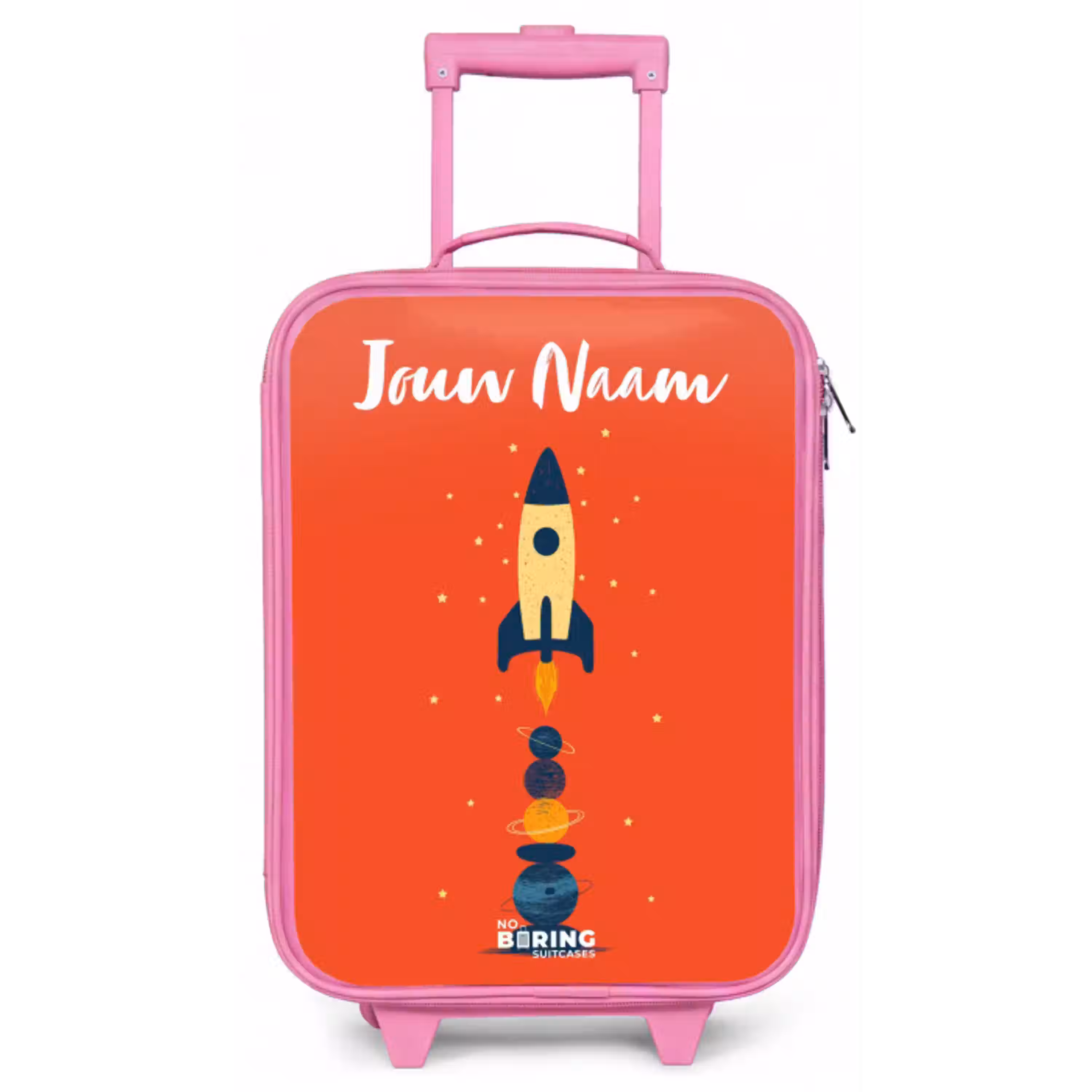 Raket - Sterren - Planeten Kinderkoffer - Roze klein -zz3dotto