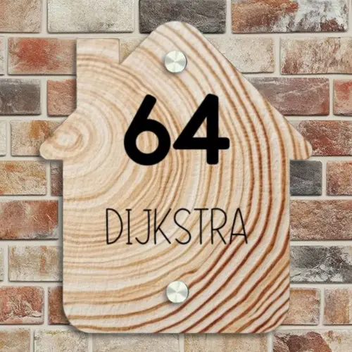 Houten nerf - Modern Naambord Huisje klein -sfeer6