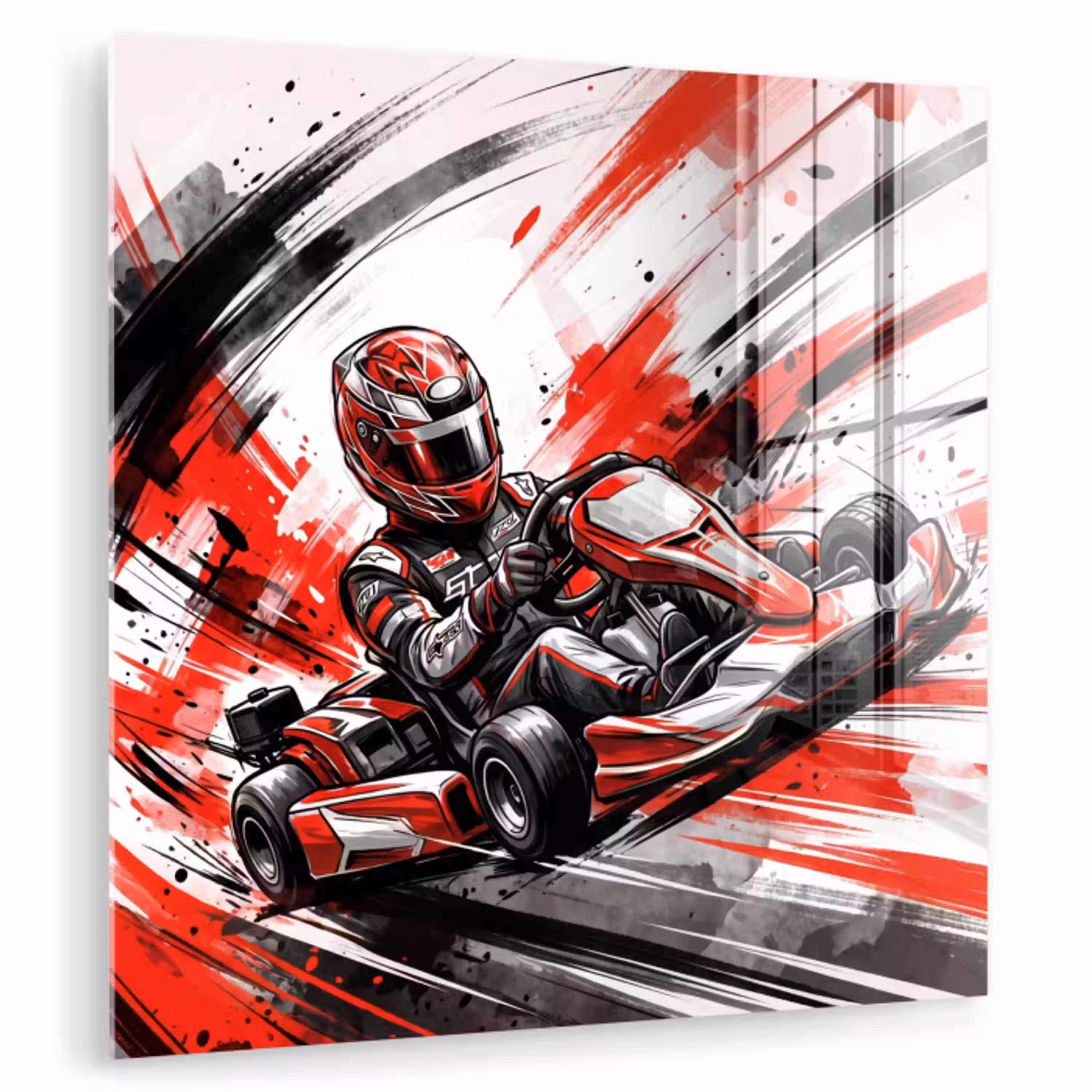 Kart - Coureur - Snelheid - Rood plexiglas 5mm klein -zzzproduct_nieuw