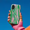 Zebraprint - Roze - Groen - Dierenprint - Kleurrijk Toughcase MagSafe Apple iPhone 17 klein -Sfeer1V