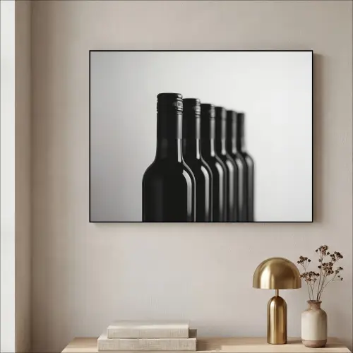Wijnflessen - Zwart - Minimalistisch Textielframe - compleet frame klein -sfeer2