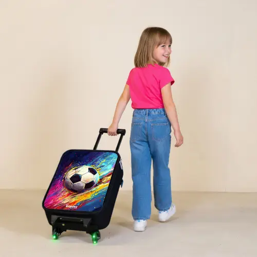 Neon - Voetbal - Kleurrijk Kinderkoffer - Zwart klein -sfeer1