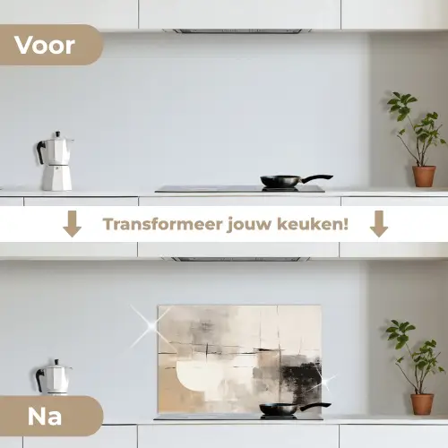 Abstract - Kunst - Grijs keuken achterwand spatscherm klein -voor_na_NL