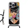 Kauwgom - Vrouw - Penseelstreken - Modern Hoesje iPhone 16 Pro Max met koord klein -3d