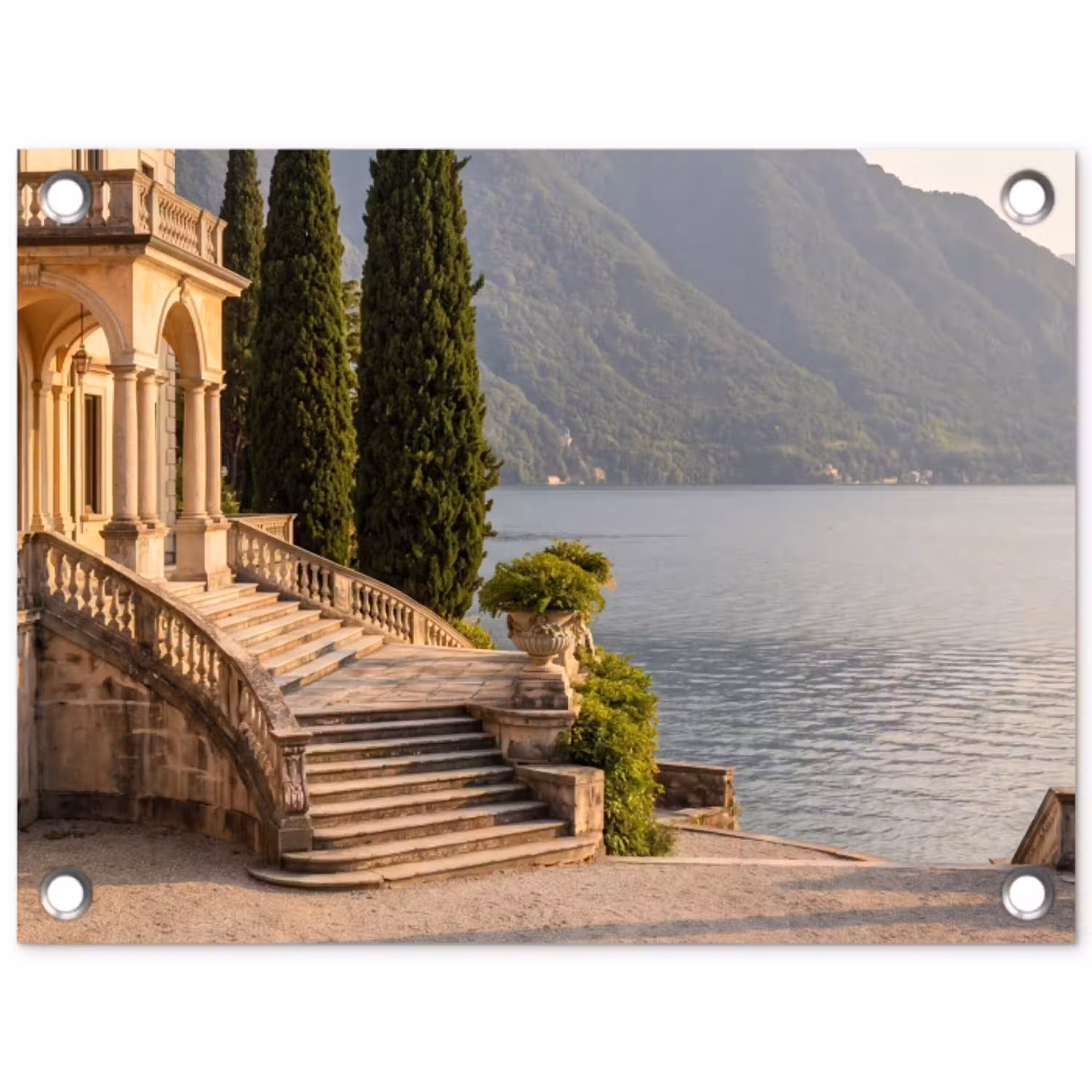 Villa - water -trappen tuinposter los doek klein -3d