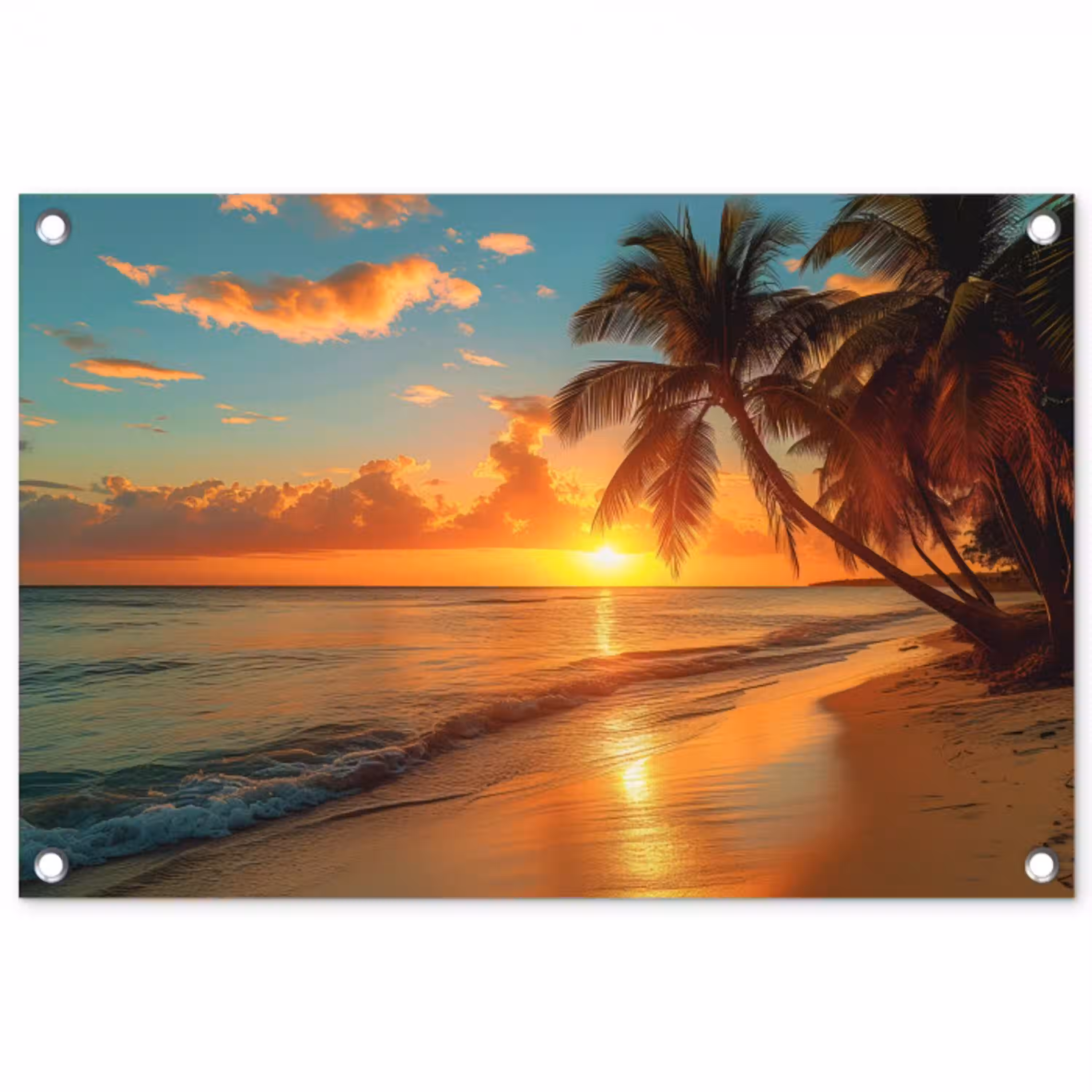 Strandzonsondergang in de Tropen tuinposter los doek klein -3d