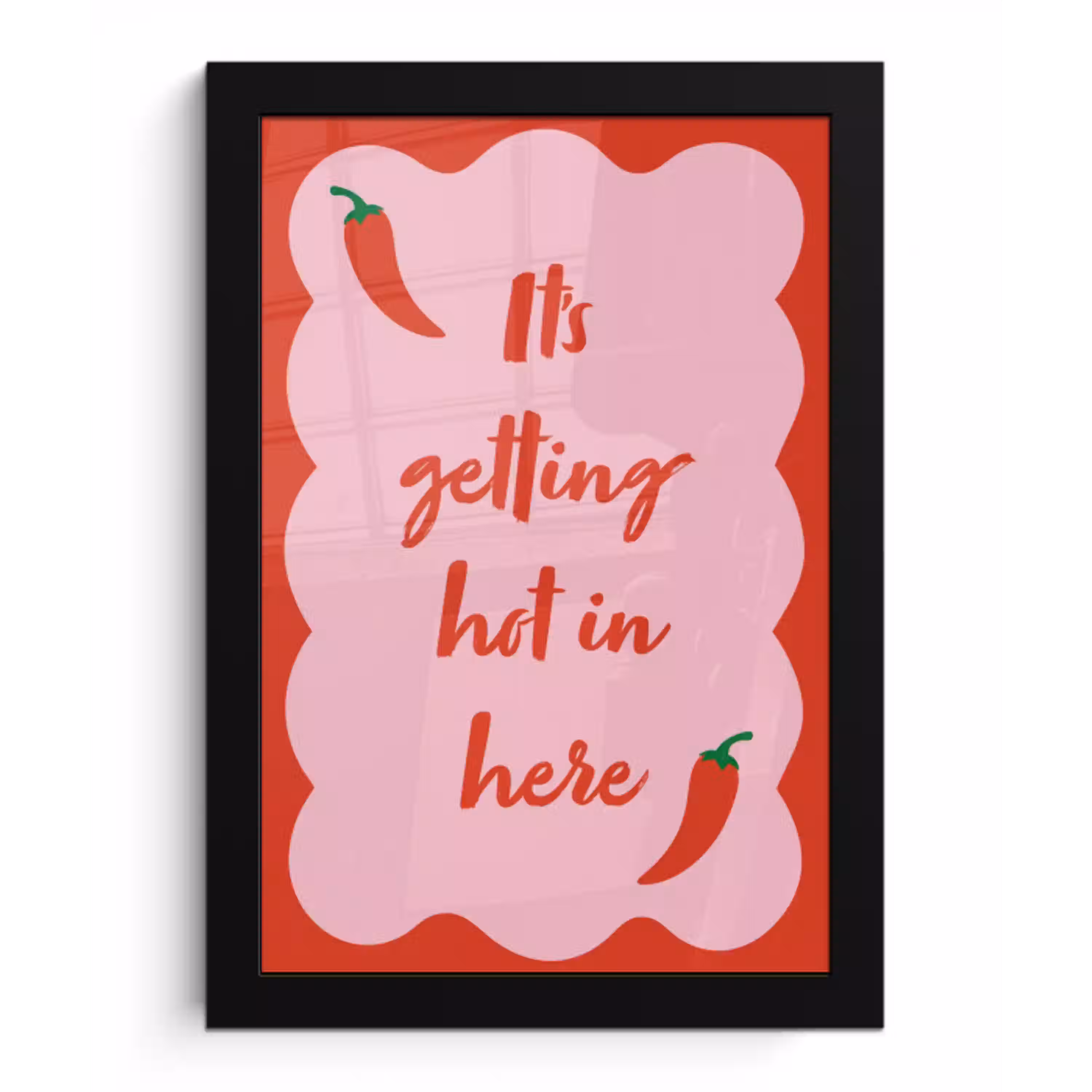 Chilipeper - Red - Hot - Quotes fotolijst zwart zonder passe partout klein -3d