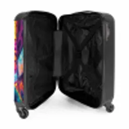 Kat met jas in kleurrijke stad NBS - Handbagage koffer - Unisex middel -binnenkant
