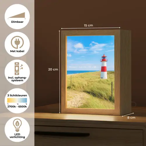 Vuurtoren - Duinen - Strand - Zee - Zomer Light Box met kabel (Tafellamp) klein -USP_NL