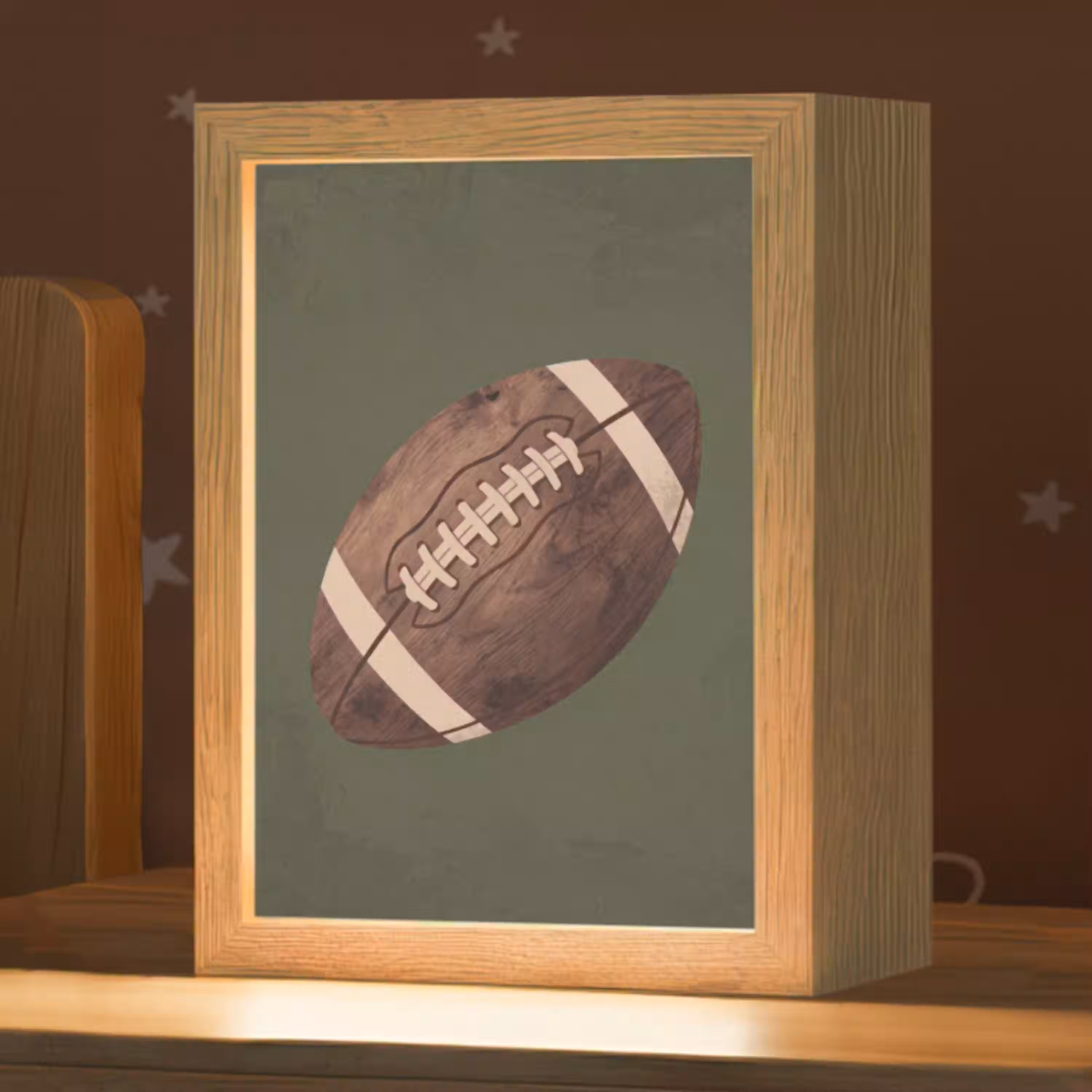 Football - Hout - Sport - Groen Light Box met kabel (Kinderlampje) klein -zzz_3d_website