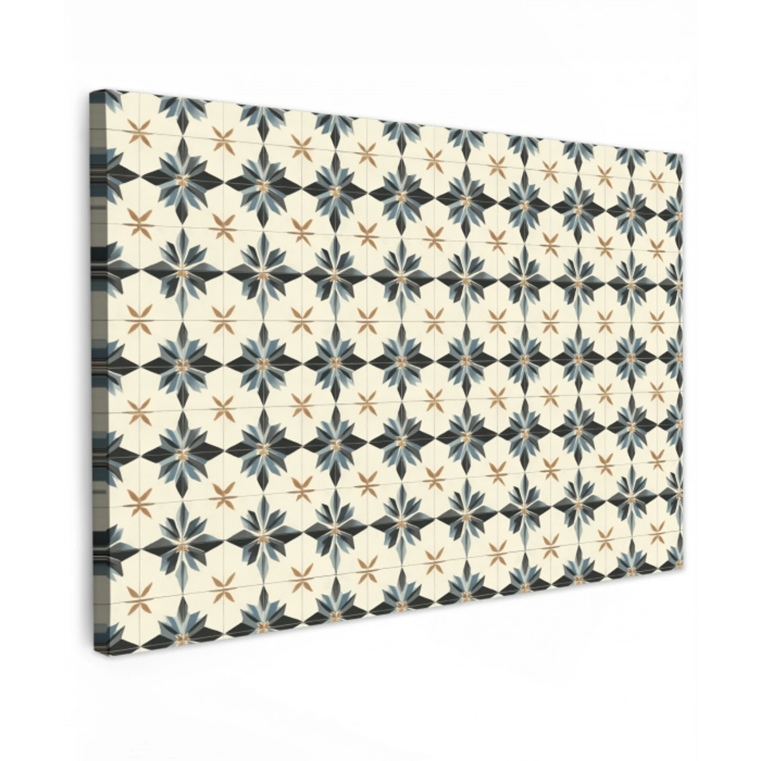 Sierlijk - Ornament - Blauw Tuinposter op houten frame 2 cm dik klein 845 -3d