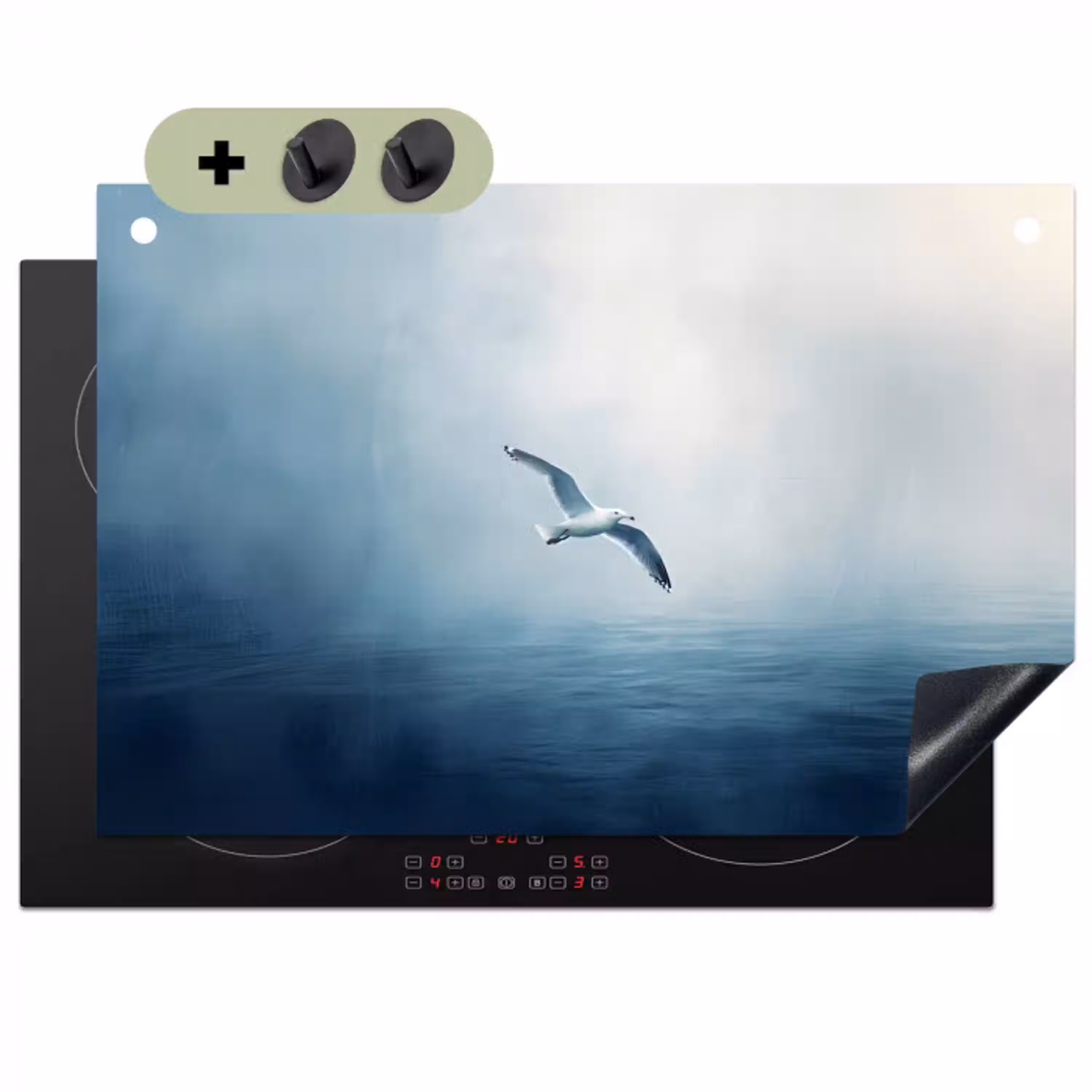 Meeuw - Wit - Zee - Mistig Inductie beschemer met haakjes klein -3d