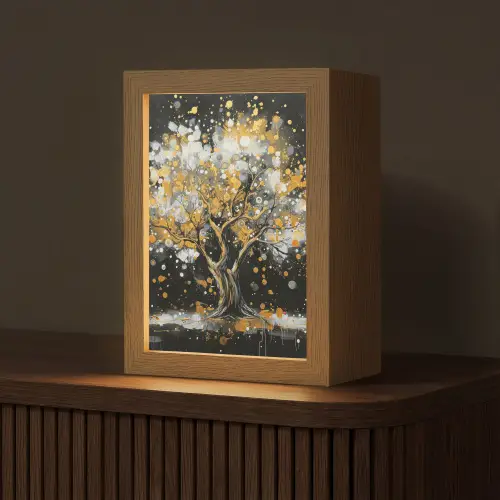 Boom - Zwart - Goud - Wit - Modern Light Box met kabel (Tafellamp) klein -z3d_website