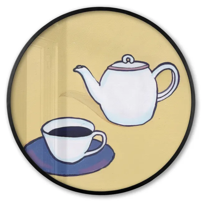 Ronde fotolijst - Theepot - Kopje - Beige - Illustratie