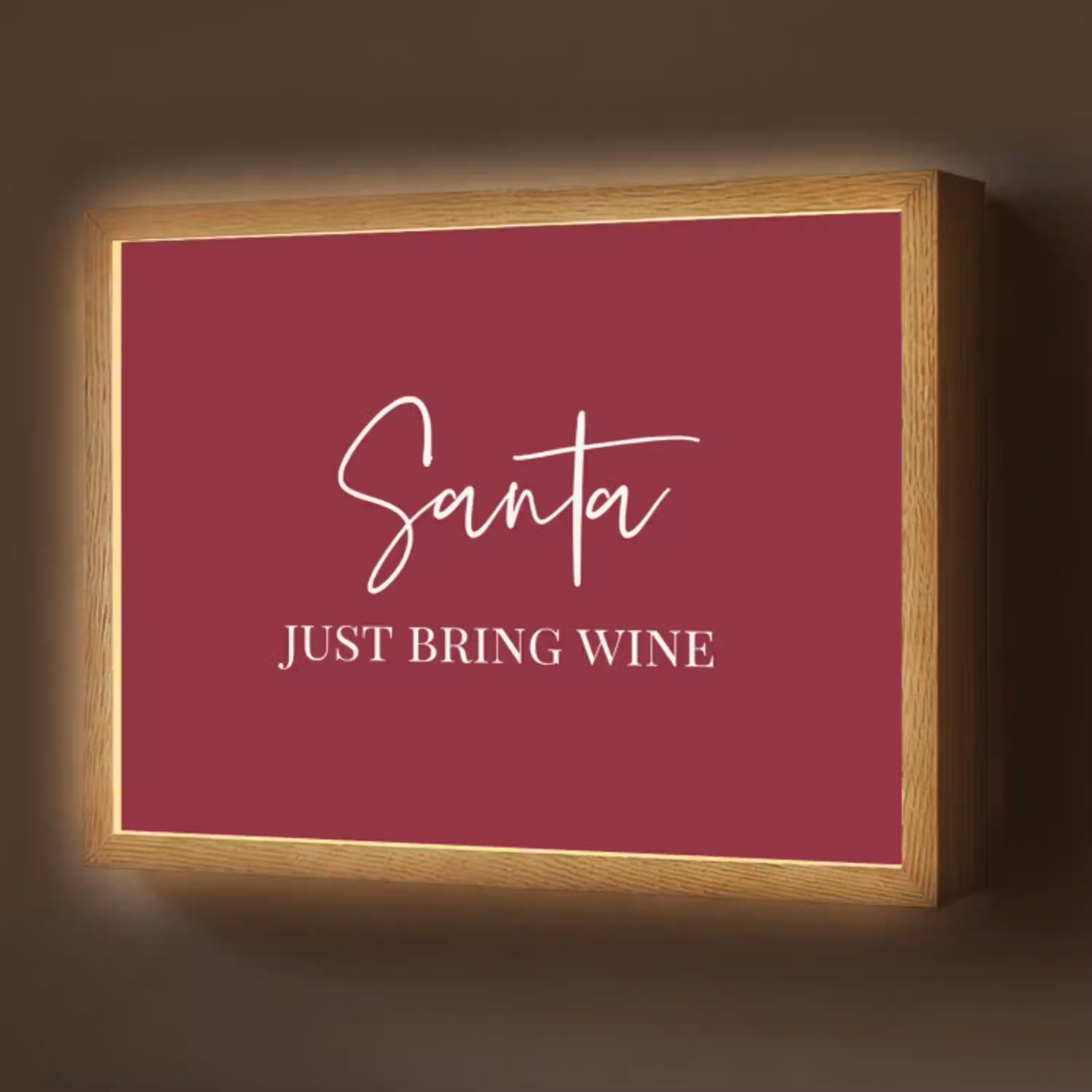 Santa - Wine - Rood - Kerst - Kerstman Light Box met batterij (Wandlamp) middel -z3d_website