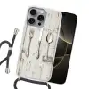 Zilver - Bestek - Hout Hoesje iPhone 16 Pro Max met koord klein -sfeer1
