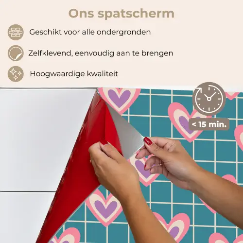Hartjes - Raster - Patroon - Blauw keuken achterwand spatscherm klein 900 -spatscherm_NL
