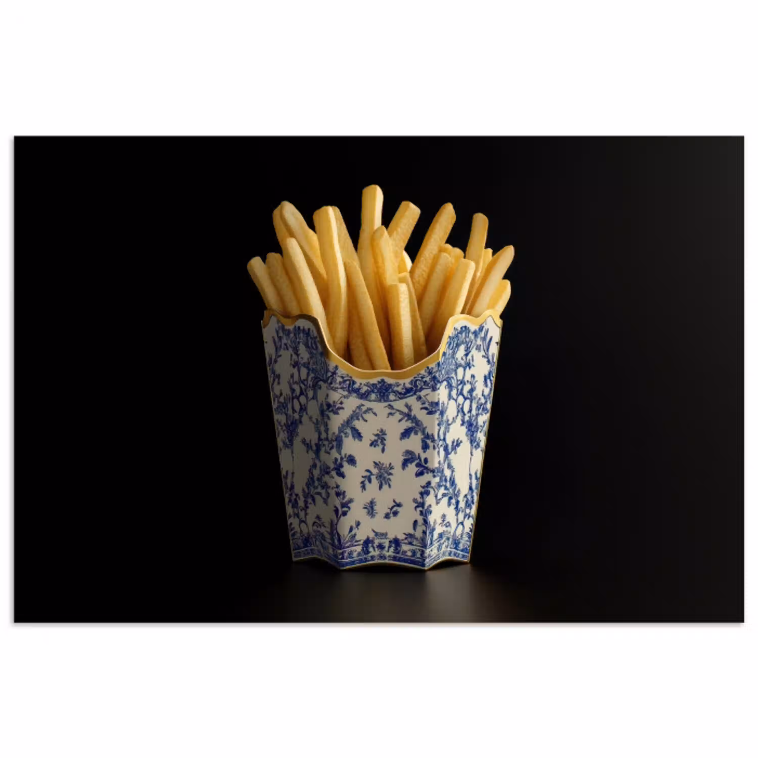 Friet - Porselein - Delfts blauw - Eten poster papier klein -3d
