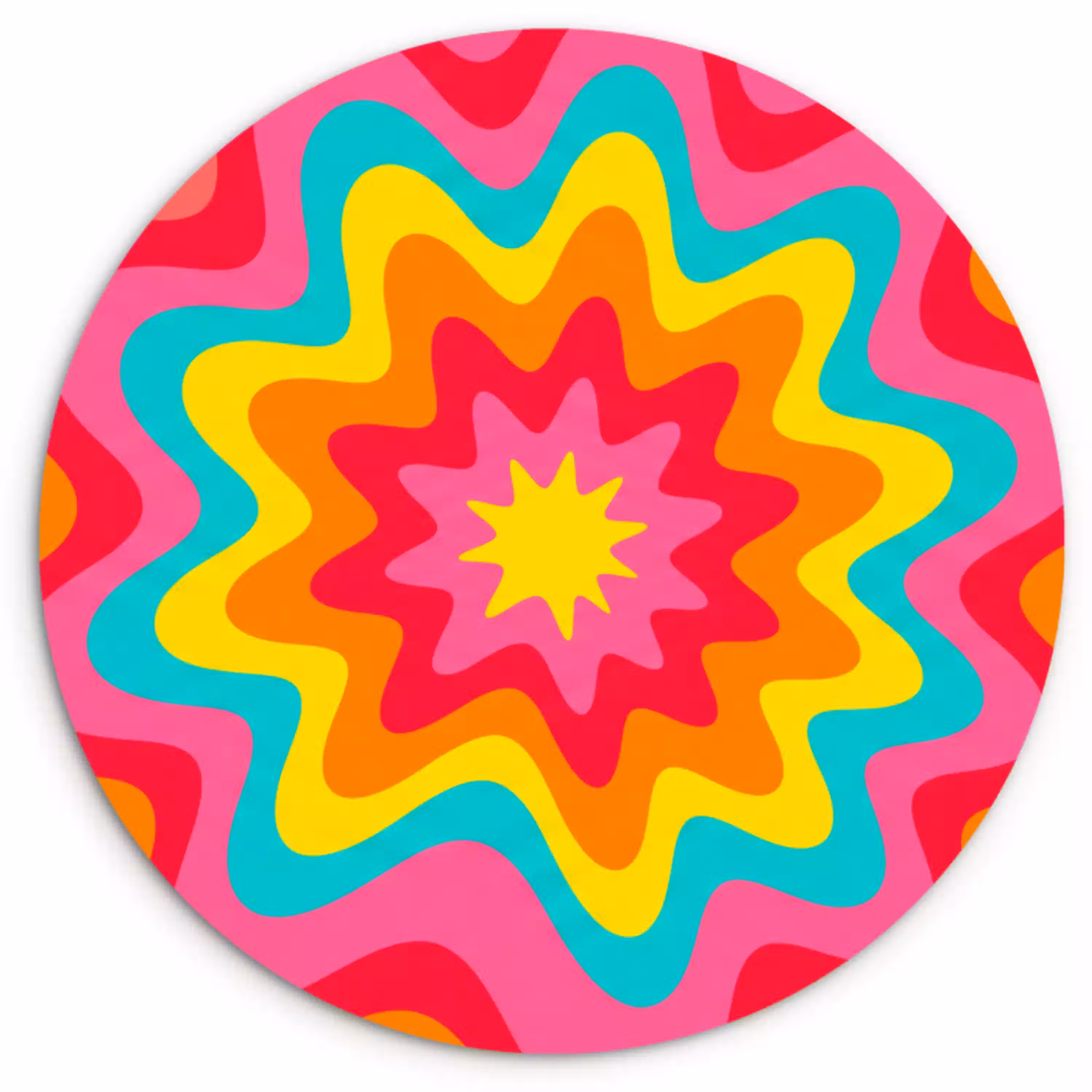 Patroon - Golvend - Kleurrijk Wandcirkel kunststof plaat 5mm dik klein -3d