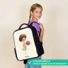 Jongen met een basketbal in beige kleuren Rugzak - Zwart middel -sfeer6_NL