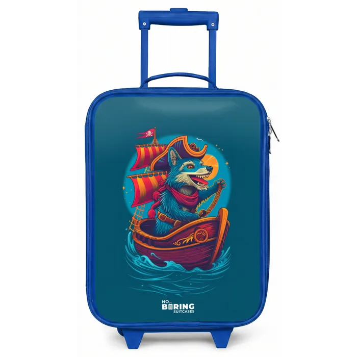 Piraten wasbeer op een boot Kinderkoffer - Blauw klein -zz3dotto