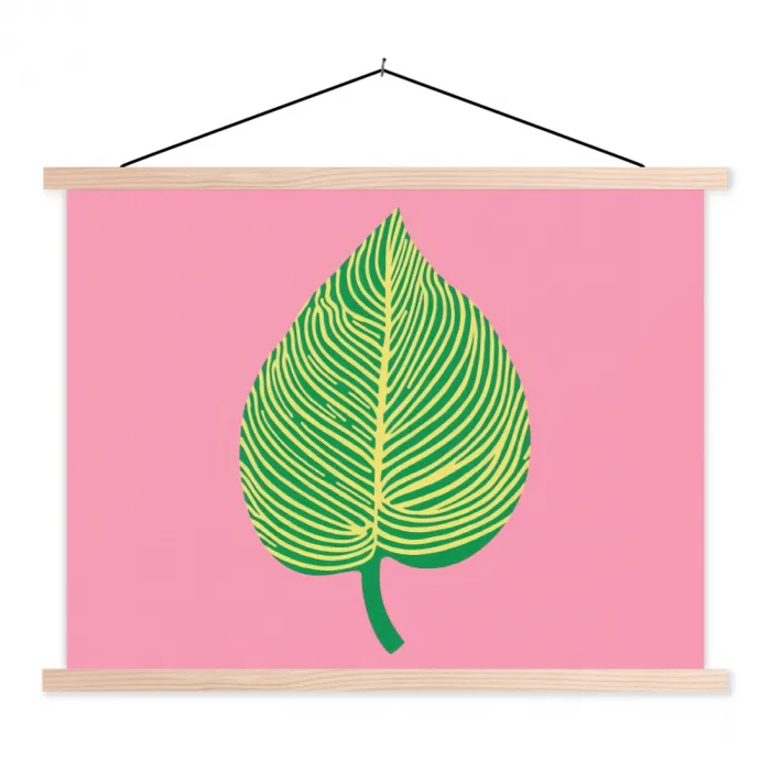 Illustratie - Blad - Minimalistisch - Groen textielposter latten blank klein -3d