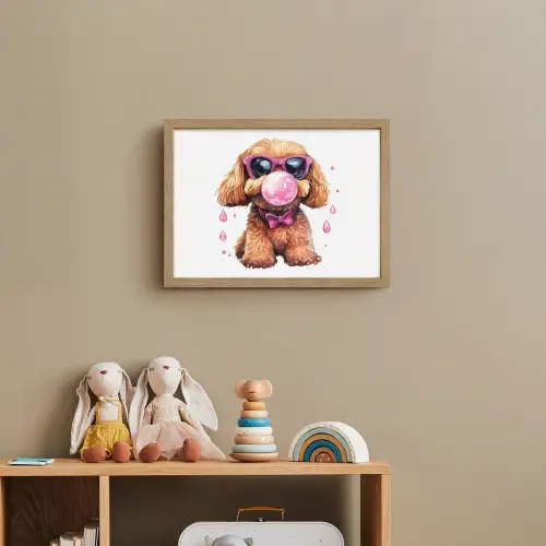 Hond - Roze - Kauwgom Light Box met batterij (Wandlamp kind) middel -sfeer2_kind