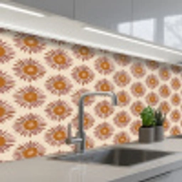 Patroon - Retro - Bruin keuken achterwand 2 middel 871 -3d_schuin
