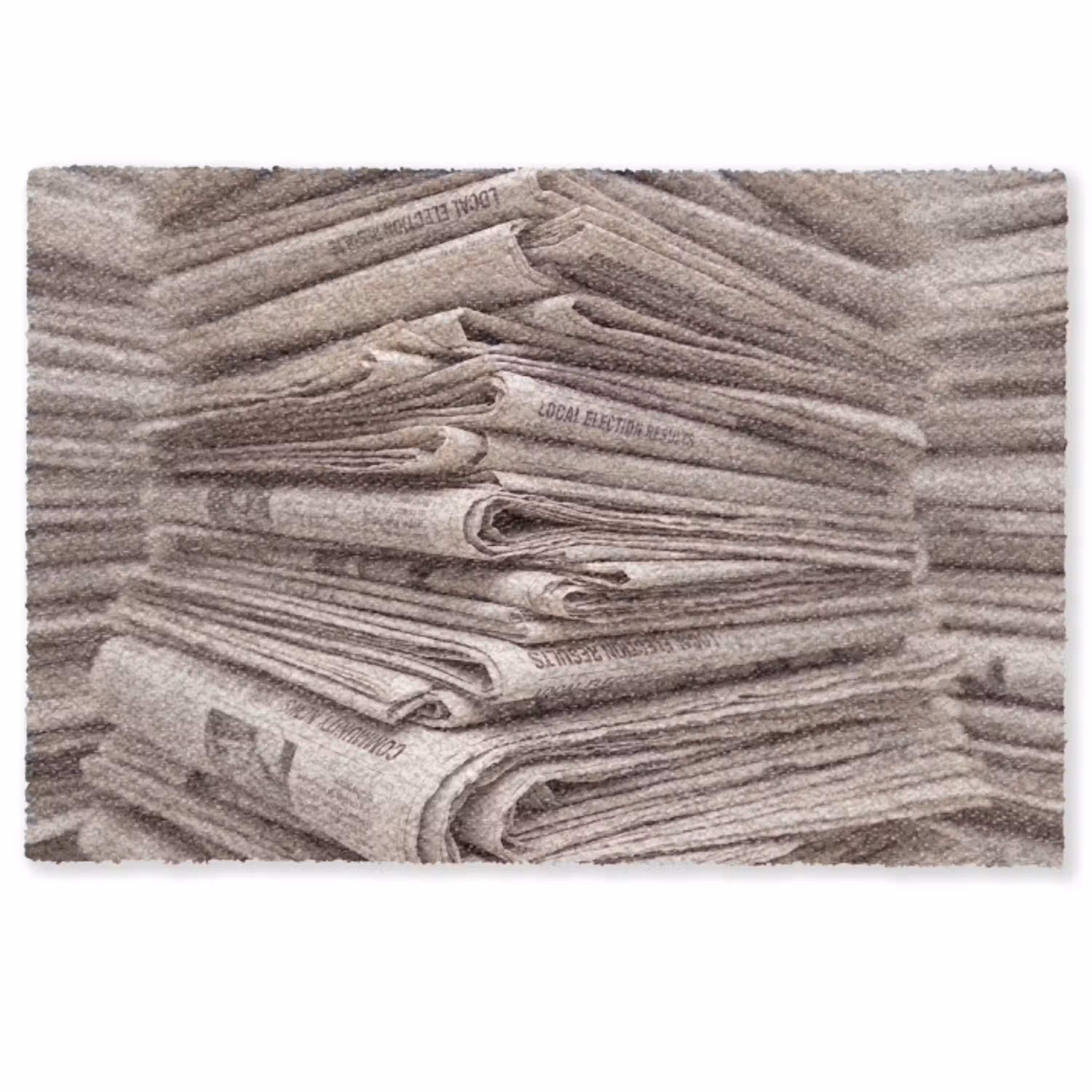 Kranten - Stapel - Nieuws - Vintage - Beige Deurmat klein -zkaufland3d