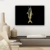Goud - Vis - Haak - Zwart canvas 2cm klein -sfeer6