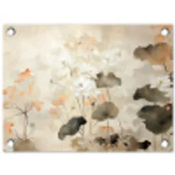 Bloemen - Japandi - Wabi sabi tuinposter los doek klein -3d