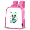 Ruimtewezentje met hartjesantennes en planeetringen Kinderrugzak - Roze middel -schuin