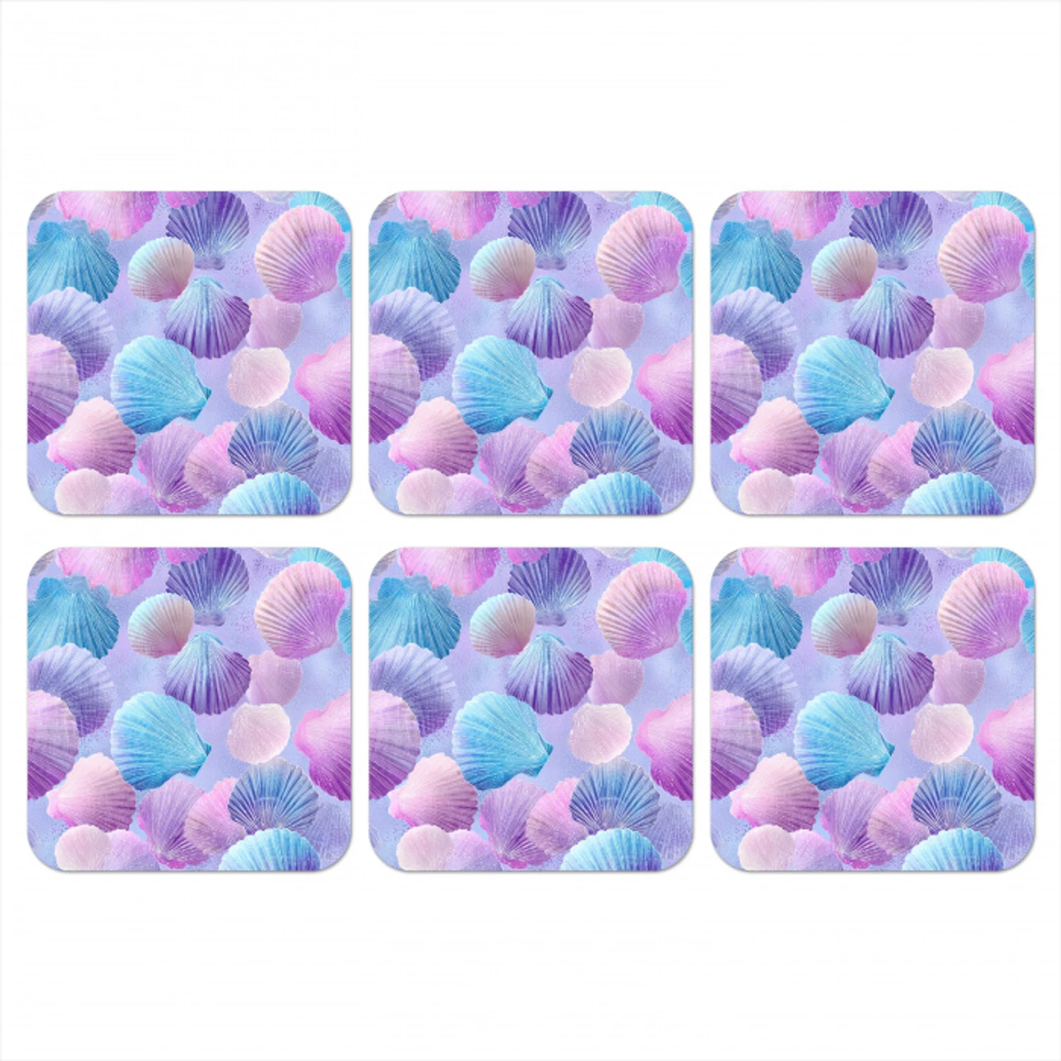 Schelpen - Paars - Blauw - Patroon onderzetter kurk middel -3d
